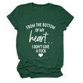 Close-up of green cotton T-shirt featuring white slogan and heart graphic detail - Retro Green (White Font)