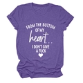 Detail of purple cotton T-shirt featuring bold white humorous slogan print and round neck - Purple (White Font)