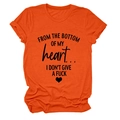 Detail of orange cotton T-shirt featuring black slogan and heart graphic print - Orange (Black Font)
