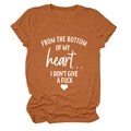 Detail of caramel cotton T-shirt with white graphic slogan and rolled cuff sleeves - Burnt Orange (White Font)