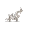 Silver butterfly cartilage piercing stud with sparkling cubic zirconia and ball screw back - Triple Butterfly Row (EGD0196 Silver)
