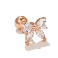Detail of rose gold bow cartilage stud with heart and marquise cut zircons - Heart and Marquise Zircon Butterfly Style (EGD0619 Rose Gold)