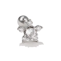 Silver geometric flower stud earring with clear zircon stones and ball screw back - Clear Flower (EGD0511) / Silver Clear Flower