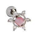 Dettaglio dell'orecchino a fiocco di neve con opale rosa e zirconi incastonati - Design a Fiocco di Neve Rosa (EGD0527 Rosa Placcato Oro Bianco)