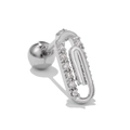 Detailed close-up of a paperclip stud earring with zircon inlay and screw ball back - Fashion Paperclip Style (EGD0561)