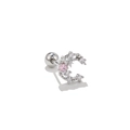 Detail showing polished silver moon stud with pink zircon and screw ball backing - Pink Moon Style (EGD0394) / Silver