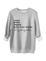 Detail of grey fleece-lined sweatshirt with 'inner peace' text and ribbed sleeve cuff - S / Light Gray