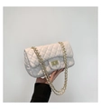 Elegante weiße Stepptasche mit goldener Kette und Metallverschluss für Damen - Weiß