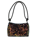 Iridescent sequin crossbody bag with colorful glitter texture and black rope shoulder strap - Colorful Confetti