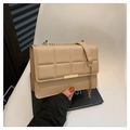 Quilted khaki shoulder bag with gold chain strap and elegant metallic buckle - Khaki