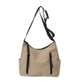 Bolso bandolera minimalista de nailon caqui con correa ajustable y varios bolsillos con cremallera - Caqui