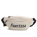 Versatile off-white canvas crossbody waist bag with adjustable strap and FANYISSA logo - No Pendant / White