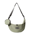 Sage green nylon crescent crossbody bag with adjustable strap and small round coin purse - Green