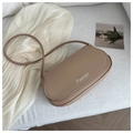 Borsa a sella minimalista in similpelle marrone chiaro con stampa Fashion bianca - Cachi