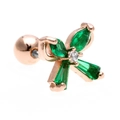 Rose gold butterfly screw back stud earring with emerald green cubic zirconia stones - Bowknot Style (EGD0262) / Rose Gold Green