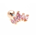 Rose gold bow stud earring with five pink marquise cubic zirconia and screw ball back - 5-Stone Fan Crown Style (EGD0265) / Rose Gold/Pink