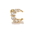 Golden moon-shaped helix stud earring with sparkling cubic zirconia and ball screw back - C-Shaped Pave Zirconia Style (EGD0369)