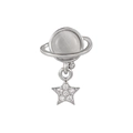 Silver planet stud earring with moonstone and sparkling star pendant for women - Planet Cat's Eye Pendant Style (EGD0658 White, White Gold Plated)