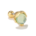 Detail of flower screw back earring with green stone and gold plating finish - Light Green Stone Wave Style (EGD0586) / Gold