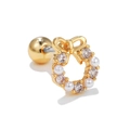 20G golden wreath helix piercing with white pearls, zircons and screw ball back - Faux Pearl Wreath Style (EGD0113)