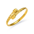 Elegante bracciale rigido dorato con design a incrocio a doppio strato e dettagli floreali - Stile Maglia Perline a Forma di Bocciolo (TT0766) / Oro