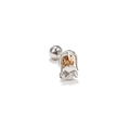 Clou d'oreille barbell avec motif lapin de dessin animé et zircon jaune ambré argenté - Style Créature de Dessin Animé (EGD0322) / Argent