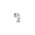 Clou d'oreille fleur argentée avec pétales blancs et pendentif perle et zircon - Style Fleur de Perle (EGD0388) / Argent