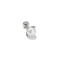 Boucle d'oreille perle blanche minimaliste avec fermoir à vis argenté sur fond blanc - Perle Unique Simple (EGD0336) / Argent
