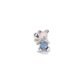Clou d'oreille ours en argent avec pierres de zircon rose et bleu et fermoir à vis - Style Ours avec Sceptre (EGD0375) / Argent