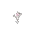 Boucles d'oreilles papillon avec cœur rose et motif lune et planète en finition argent - Style Lune Planète (EGD0665) / Argent