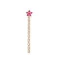Pendientes dorados con flores rosas y borla larga de cristales blancos - Estilo Borla Larga de Pétalos Rosas (EGD0539)