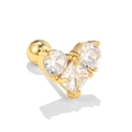 18K gold-plated asymmetrical screw-back stud earring with clear heart-shaped zirconias - Gold (EGD0437)
