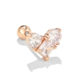 Rose gold heart-shaped tragus piercing with three sparkling cubic zirconia stones - Rose Gold (EGD0437)
