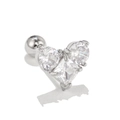 Y2K style heart cartilage earring with pink zircon stones and screw ball back - Silver (EGD0437)