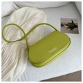 Fruit green faux leather saddle bag with Fashion text and adjustable thin shoulder strap - Green