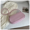 Minimalist light pink PU leather saddle shoulder bag with white Fashion logo - Light Pink