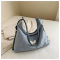 Dettaglio borsa boston blu con ciondolo a farfalla e catena metallica decorativa - Blu