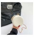 Chic white marble pattern round box bag with gold chain strap for elegant styling - White