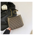 Borsa a secchiello vintage marrone con monogramma trapuntato e tracolla a catena oro - Marrone