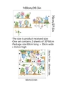 Watercolour potted plants wall sticker dimensions 100x70cm showing application layout - 30x60cm Set