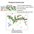 Detail showing tropical hummingbird and plant wall sticker dimensions and layout - 30*90cm*1pc