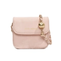 Pink mini chain crossbody bag with golden ball charm and rich rabbit logo - Pink