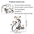 Coffee cup wall sticker set with heart and bean motifs for cafe decor 30x40cm - 30x40cm