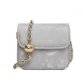 Gray glitter crossbody square bag with gold chain and ball charm by rich rabbit - Silver