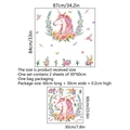 Stickers muraux licorne avec fleurs et papillons pour chambre d'enfant, 87x84cm - 30*60cm*2pcs
