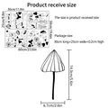 Size guide for mushroom wall stickers showing individual 30x25cm sheets and layout dimensions - 30*25cm*4 Sheets Set