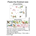 Floral birds and clouds static wall decals set with size guide for window decoration - 10*60cm*2PCS