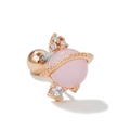 Pink cat eye stone Saturn stud earring with rose gold ring and sparkling crystals - Rose Gold (EGD0439)