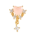 Sweet pink heart-shaped stud earring with CZ stones and gold-plated finish in Y2K style - Gold (EGD0440)