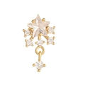 Chic gold star-shaped stud earring with sparkling cubic zirconia and drop pendant - Gold (EGD0441)